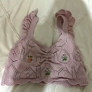 Light pink crochet zara tank cropped with flowers